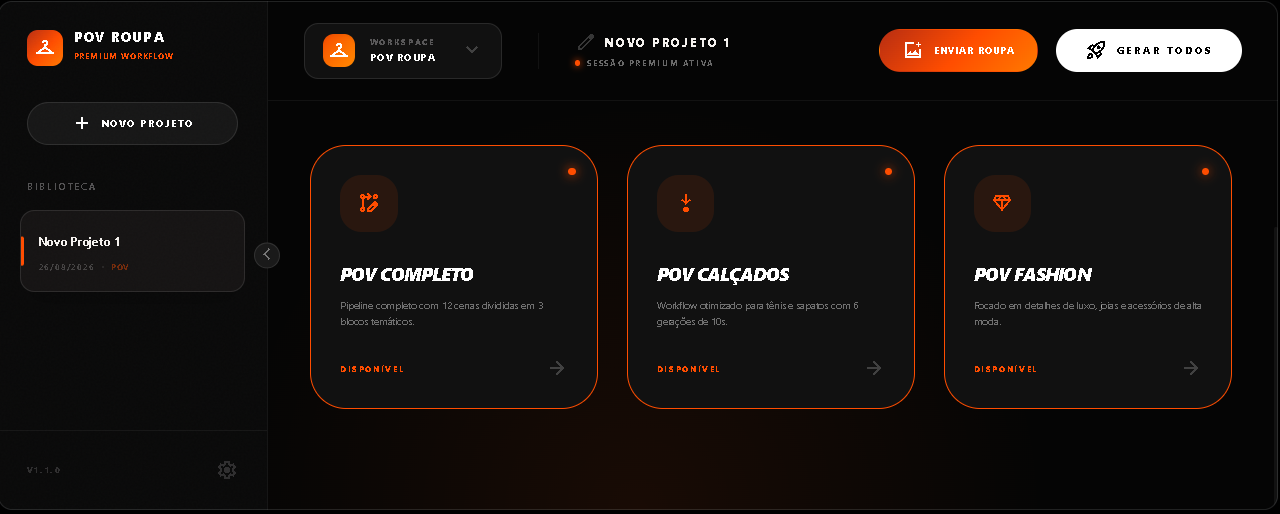 Formatos POV disponíveis no Flow Legacy
